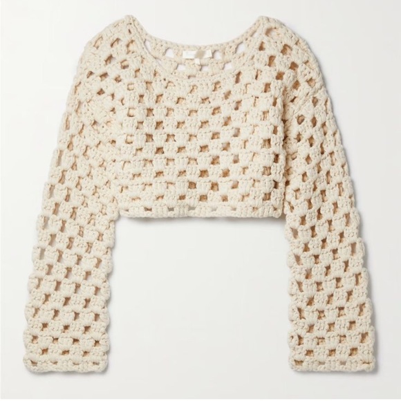 NWT LoveShackFancy crochet crop sweater size L - Picture 2 of 8